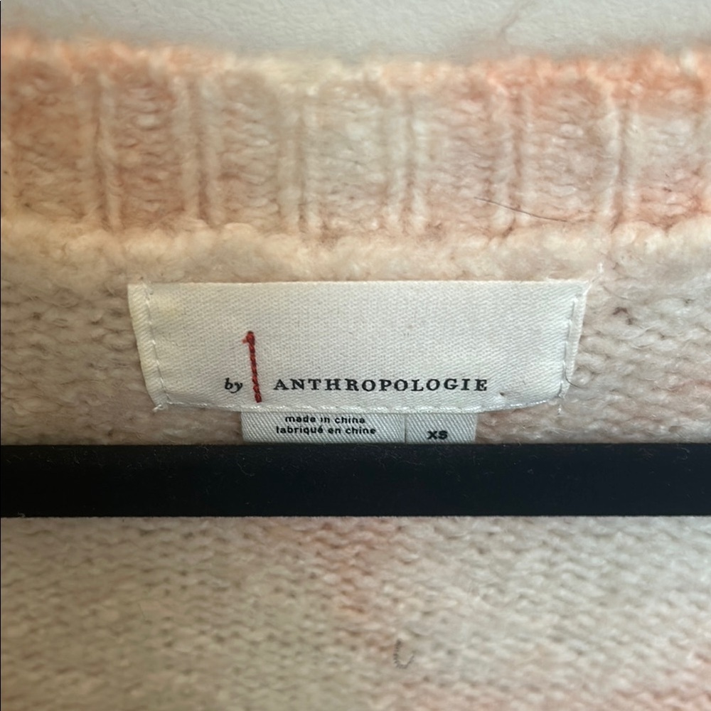 Anthropologie Pink and Cream V-Neck Sweater - Picture 2 of 2